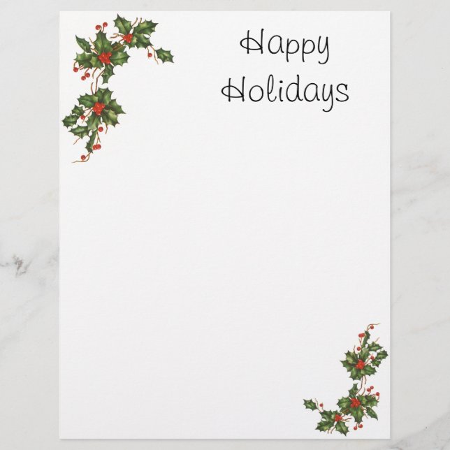 Vintage Christmas, Holly Plant with Red Berries (Front)