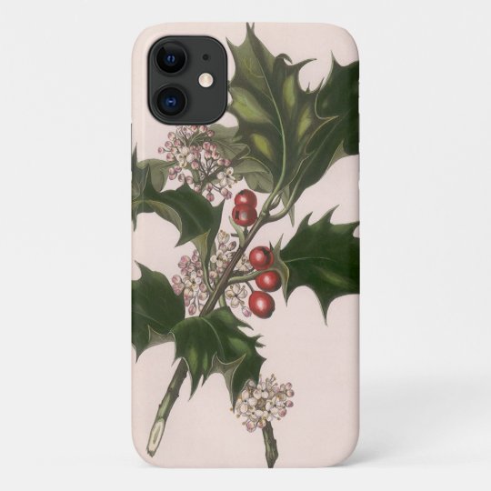 Vintage Christmas Holly Plant With Red Berries Case Mate Iphone Case Zazzle Com