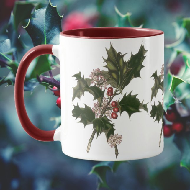 Vintage Christmas, Holly Plant with Red Berries Mug (Creator Uploaded)