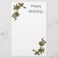 Vintage Christmas, Holly Plant with Red Berries