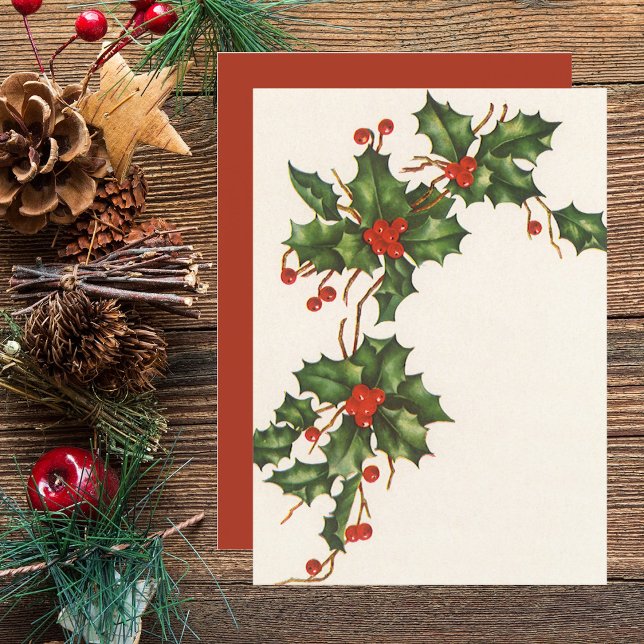 Vintage Christmas, Holly Red Berries Invitation (Creator Uploaded)