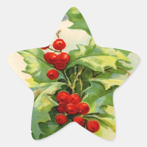 Vintage Christmas Holly Star Stickers