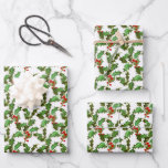 Vintage Christmas Holly Wrapping Paper Sheets<br><div class="desc">Add some festivity to your Christmas gifts with this vintage holly design! Order in sets of 3 sheets with each sheet measuring 20 inches x 29 inches in size.</div>