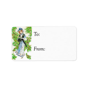 Vintage Christmas Holy and Woman Gift Tag