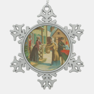 Vintage Christmas Homecoming Snowflake Pewter Christmas Ornament