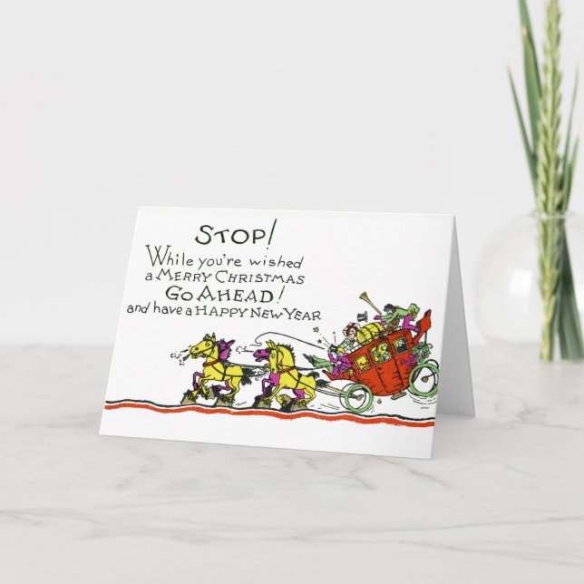 Vintage Christmas Horse & Buggy Humor Holiday (Front)