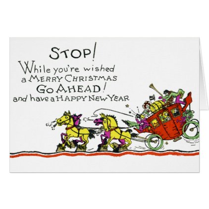 Vintage Christmas Horse &amp; Buggy Humor Holiday Card