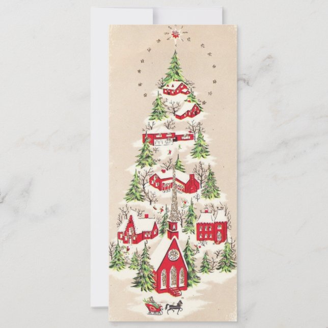 Vintage Christmas Horse Sleigh Holiday Card (Front)