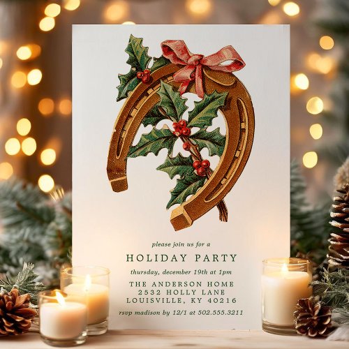 Christmas Party Invitations 9 Vintage Christmas Horseshoe Holly Holiday Party Invitation