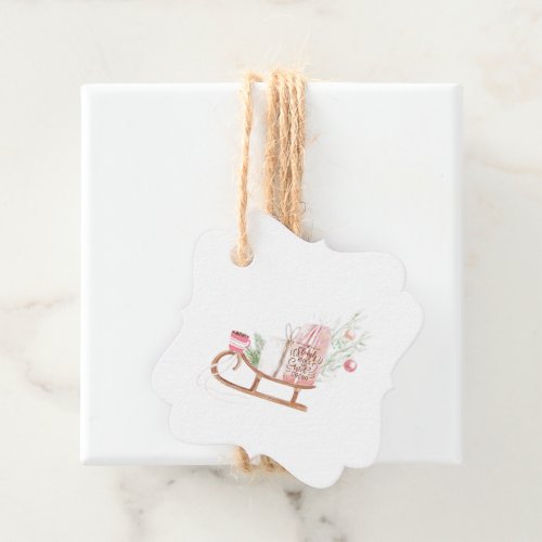 Vintage Christmas Hot Cocoa and Sleigh Rides White Favor Tags