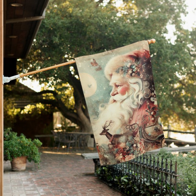 Vintage Christmas House Flag (In SItu)