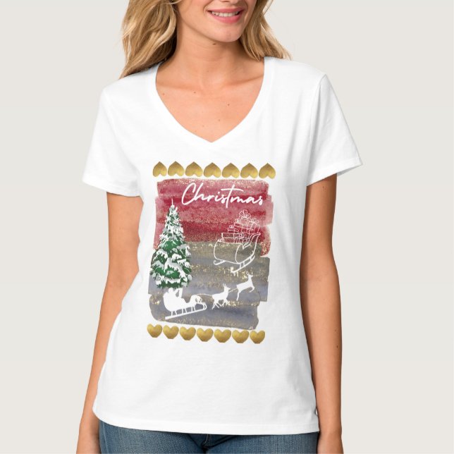 Vintage Christmas House Flag  T-Shirt (Front)