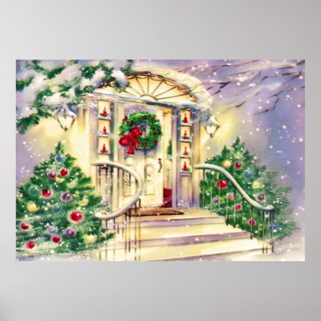 Vintage Christmas House Poster (Front)