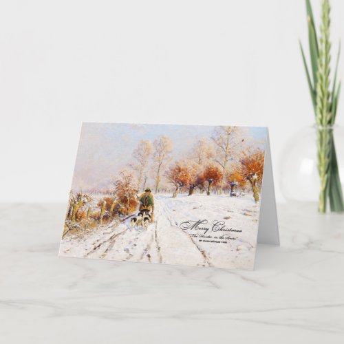 Vintage Christmas Hunter Winter Scene Holiday Card