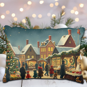Vintage Christmas Illustration Accent Pillow