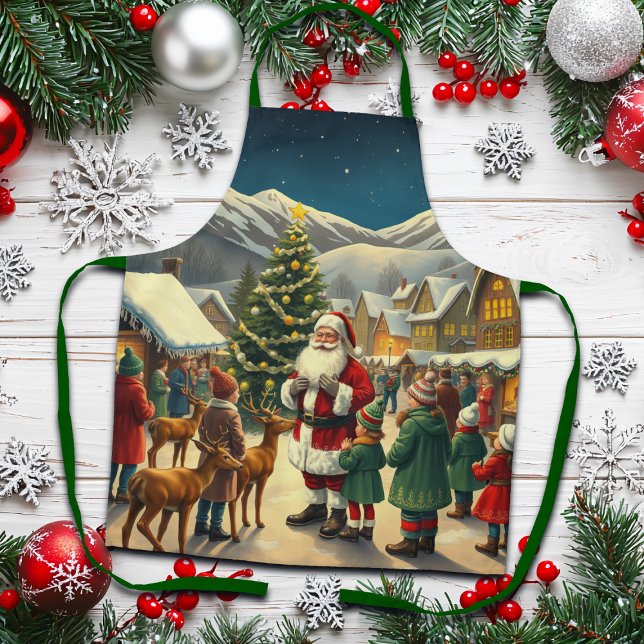 Vintage Christmas Illustration Apron (Creator Uploaded)