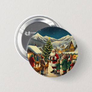 Vintage Christmas Illustration Button