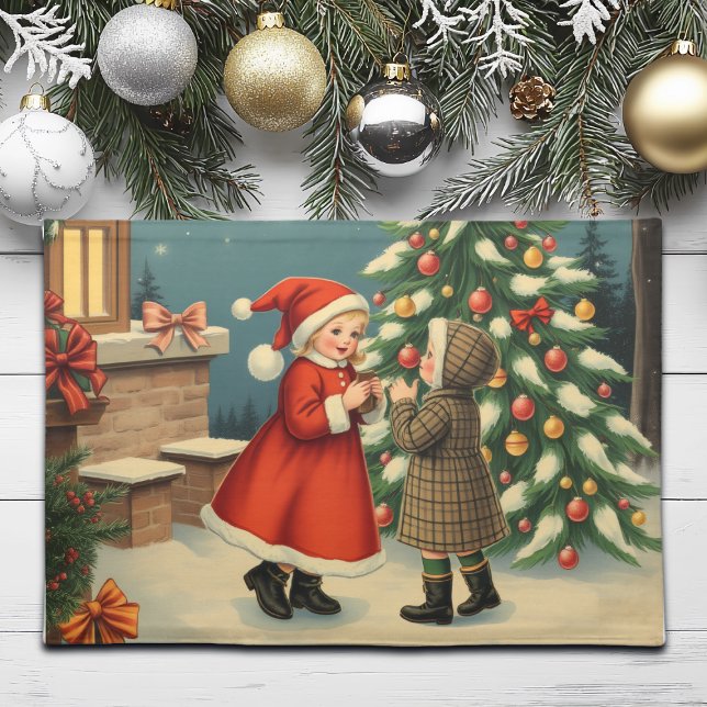 Vintage Christmas Illustration Cloth Placemat (Creator Uploaded)