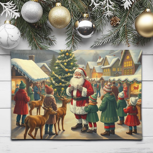 Vintage Christmas Illustration Cloth Placemat (Creator Uploaded)