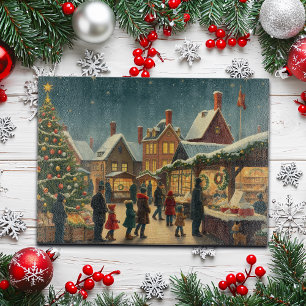 Vintage Christmas Illustration Cutting Board