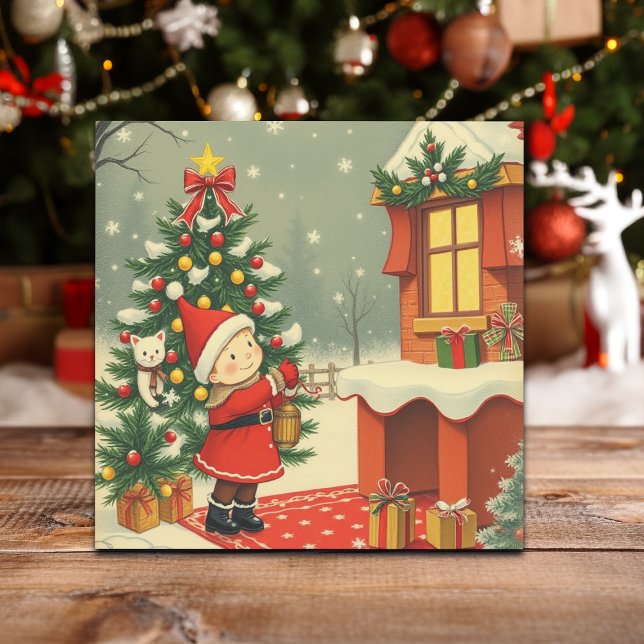 Vintage Christmas Illustration Holiday Card (Creator Uploaded)