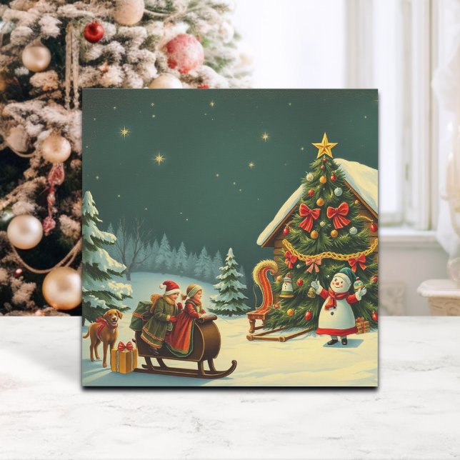 Vintage Christmas Illustration Holiday Card (Creator Uploaded)