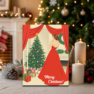 Vintage Christmas Illustration Holiday Postcard