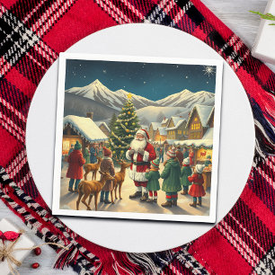 Vintage Christmas Illustration Napkins