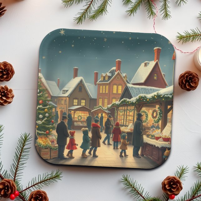 Vintage Christmas Illustration Paper Plates (Creator Uploaded)