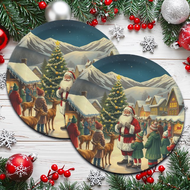 Vintage Christmas Illustration Paper Plates (Creator Uploaded)