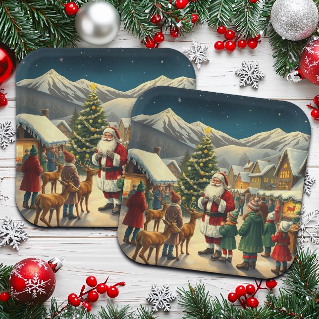 Vintage Christmas Illustration Paper Plates (Creator Uploaded)