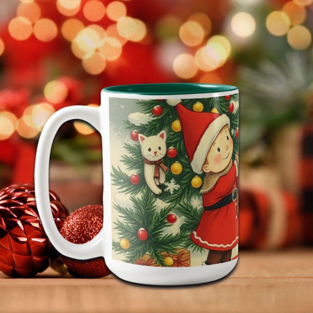 Vintage Christmas Illustration Two-Tone Coffee Mug (Creator Uploaded)