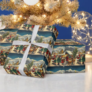 Vintage Christmas Illustration Wrapping Paper