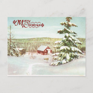 Vintage Christmas in Norway, 1950 Holiday Postcard