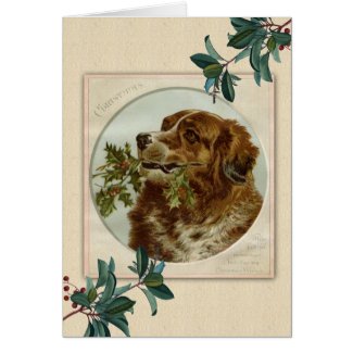 Vintage Christmas Irish Setter Dog Card 