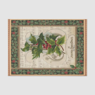 Vintage Christmas Ivy Red Berries and Sheet Music