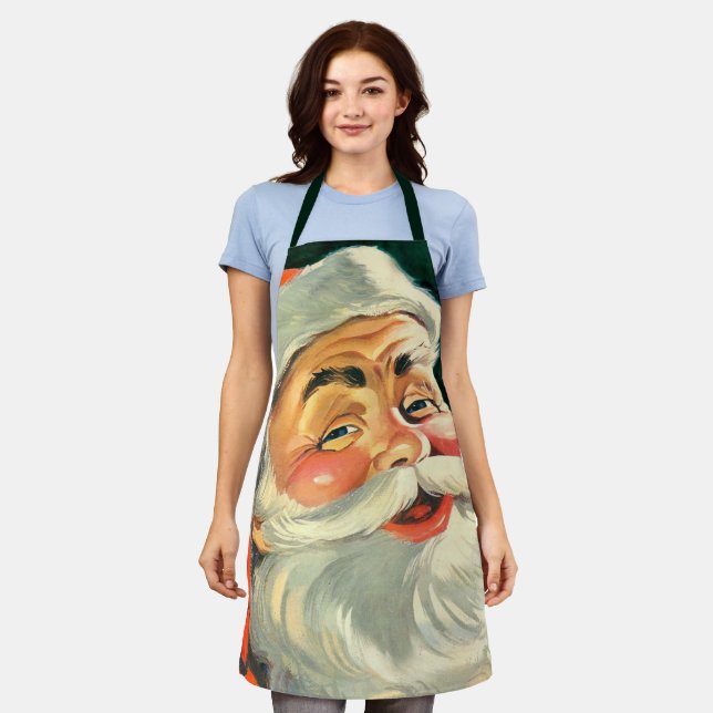 Vintage Christmas, Jolly Retro 50's Santa Claus Apron (Worn)