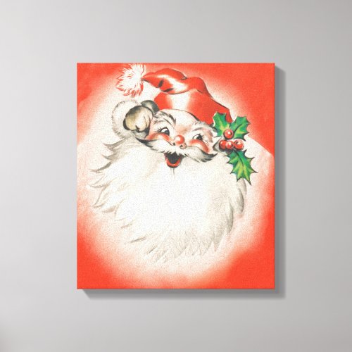 Vintage Christmas Jolly Retro 50s Santa Claus Canvas Print