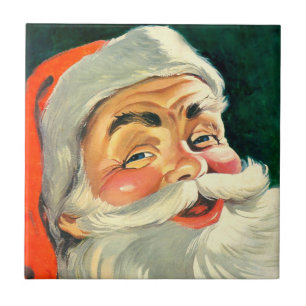 Vintage Christmas, Jolly Retro 50's Santa Claus Ceramic Tile