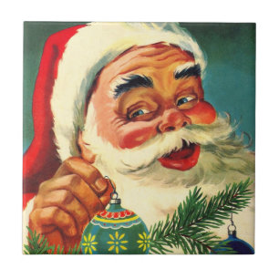 Vintage Christmas, Jolly Retro 50's Santa Claus Ceramic Tile