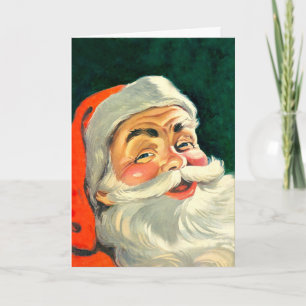 Vintage Christmas, Jolly Retro 50's Santa Claus Holiday Card