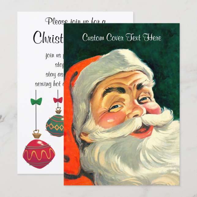 Vintage Christmas, Jolly Retro 50's Santa Claus Invitation (Front/Back)