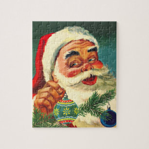 Vintage Christmas, Jolly Retro 50's Santa Claus Jigsaw Puzzle