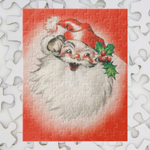 Vintage Christmas, Jolly Retro 50s Santa Claus Jigsaw Puzzle