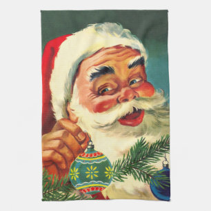 Vintage Christmas, Jolly Retro 50's Santa Claus Kitchen Towel