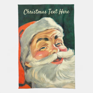 Vintage Christmas, Jolly Retro 50's Santa Claus Kitchen Towel