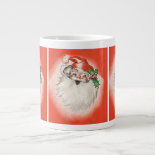 Vintage Christmas, Jolly Retro 50s Santa Claus Large Coffee Mug