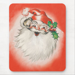 Vintage Christmas, Jolly Retro 50s Santa Claus Mouse Pad
