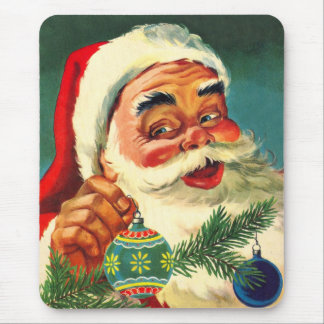 Vintage Christmas, Jolly Retro 50's Santa Claus Mouse Pad
