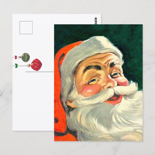 Vintage Christmas, Jolly Retro 50's Santa Claus Postcard (Front/Back)